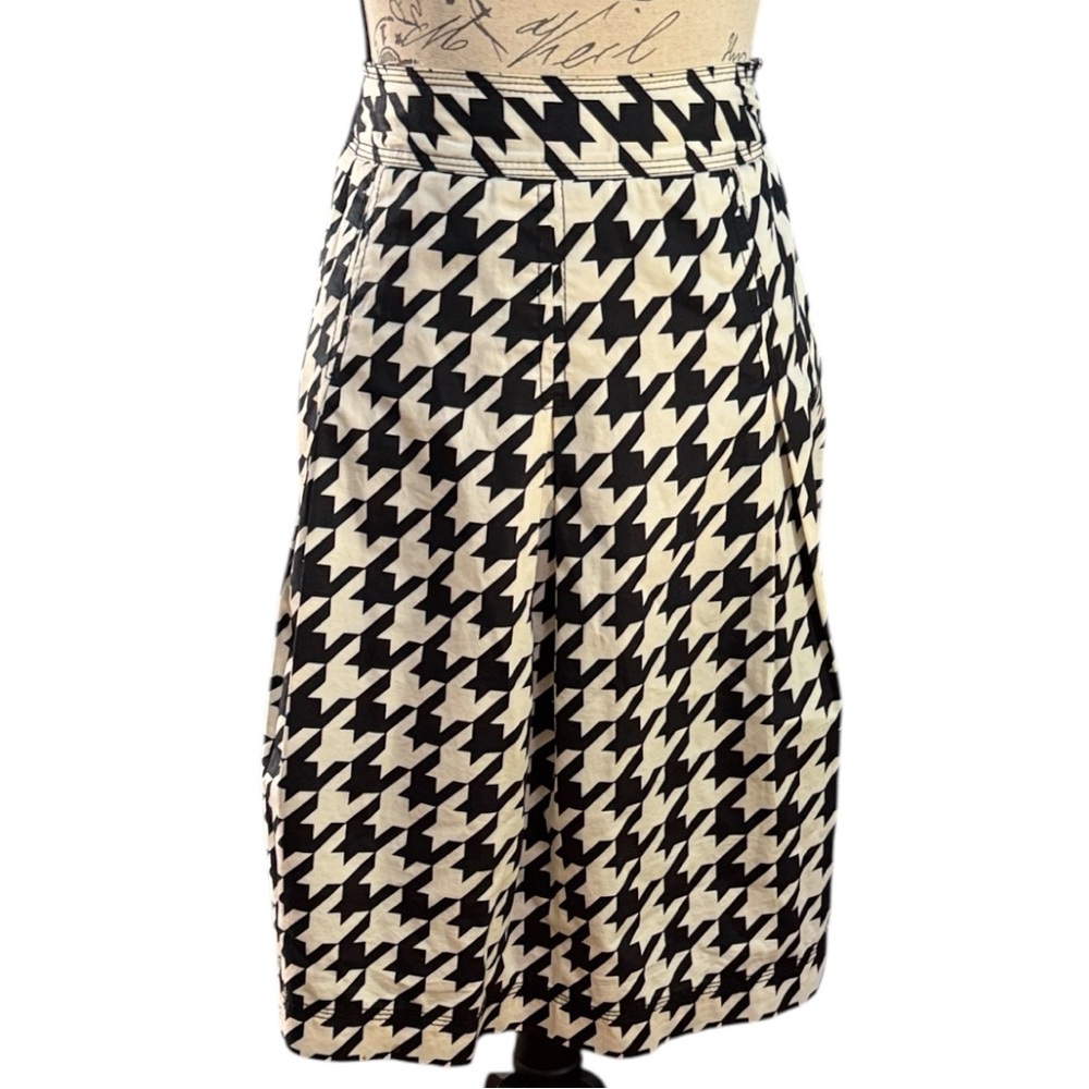 Bold Houndstooth 100% Cotton Black & Cream Skirt Retro Mod